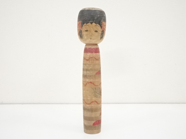 JAPANESE FOLK CRAFT / WOODEN KOKESHI DOLL / 22cm / SIGNED ARTISAN WORK